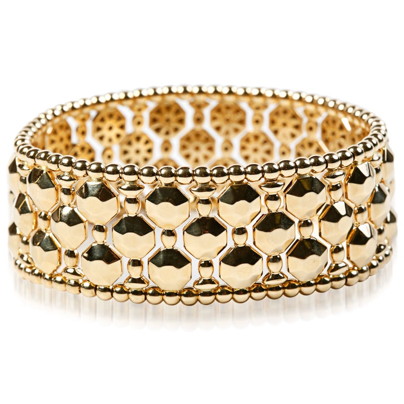 18k Yellow Gold Stretch Bracelet with Octagon Pattern