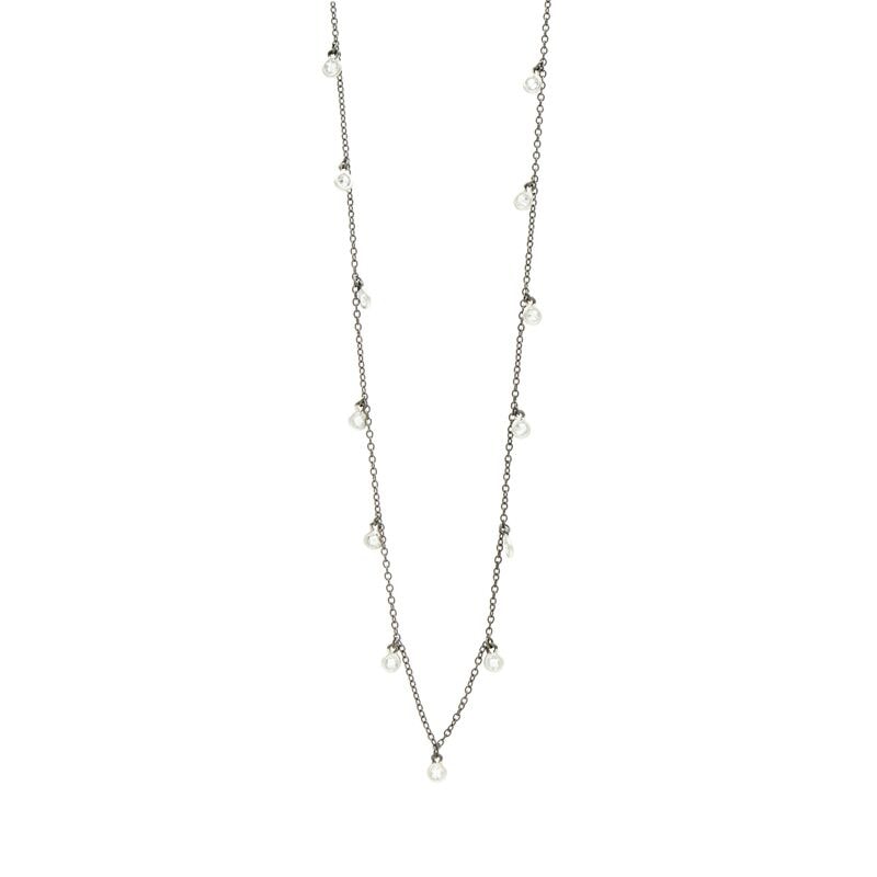 Silver & Black Droplet Necklace