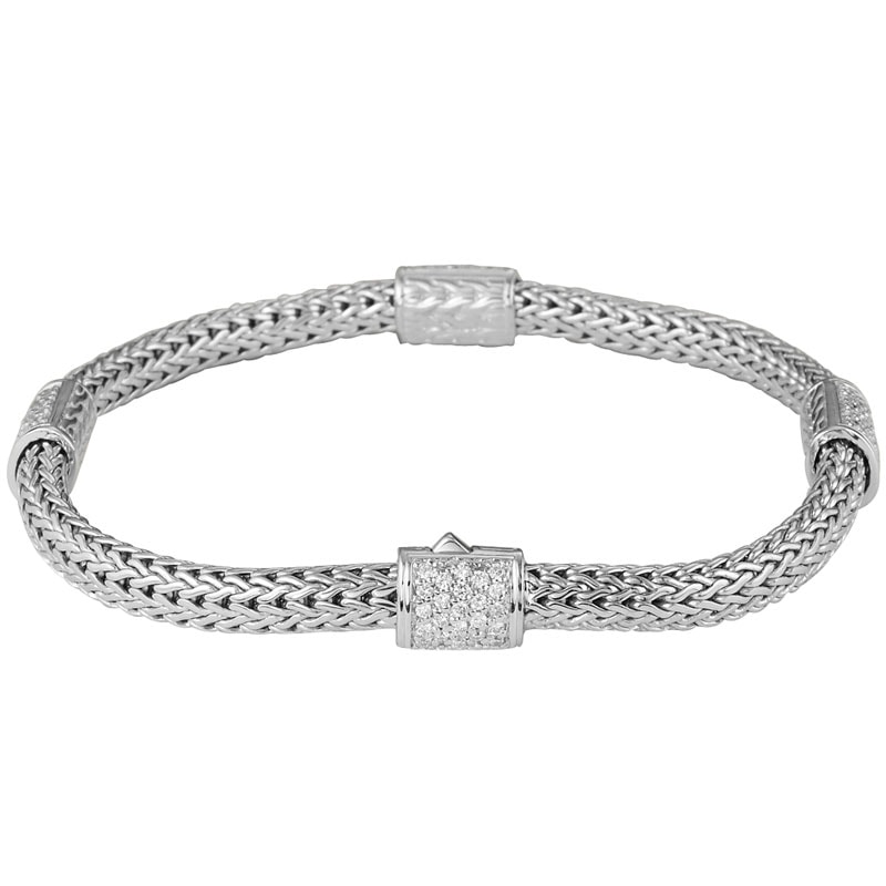 Classic Chain Four Station Chain Bracelet with Diamonds
