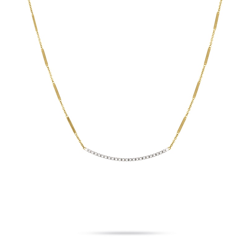 Goa Pave Diamond Bar Necklace In Yellow Gold