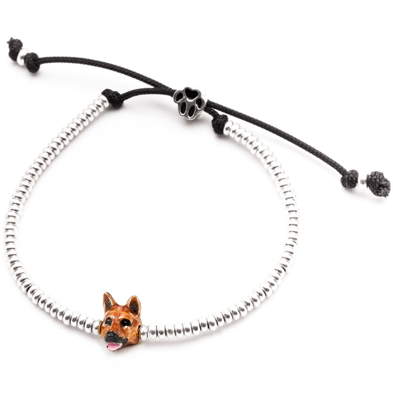 Adjustable Sterling Silver German Shepherd Bracelet