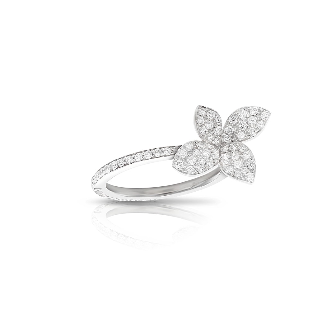 18k White Gold Diamond Small Flower Ring