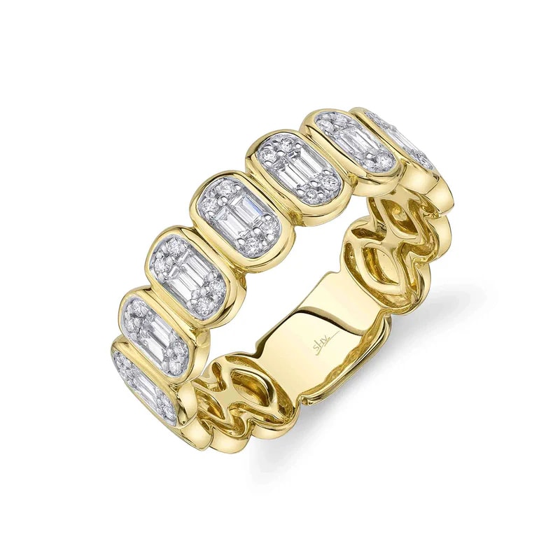 14K Yellow Gold Diamond Baguette Band