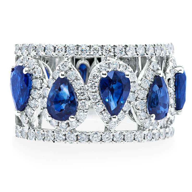 18k White Gold Sapphire Diamond Ring