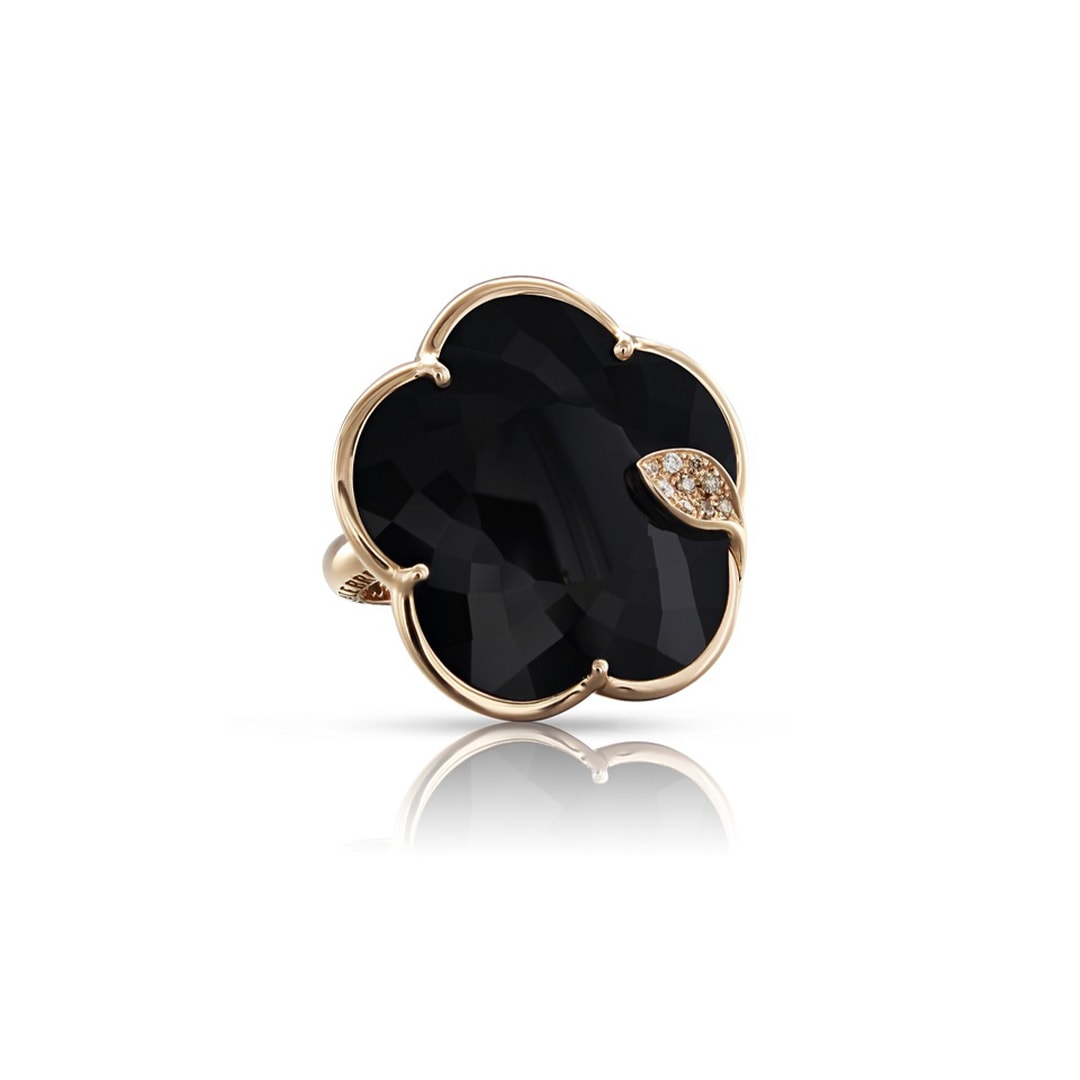 18k Rose Gold Onyx and Diamond Ring