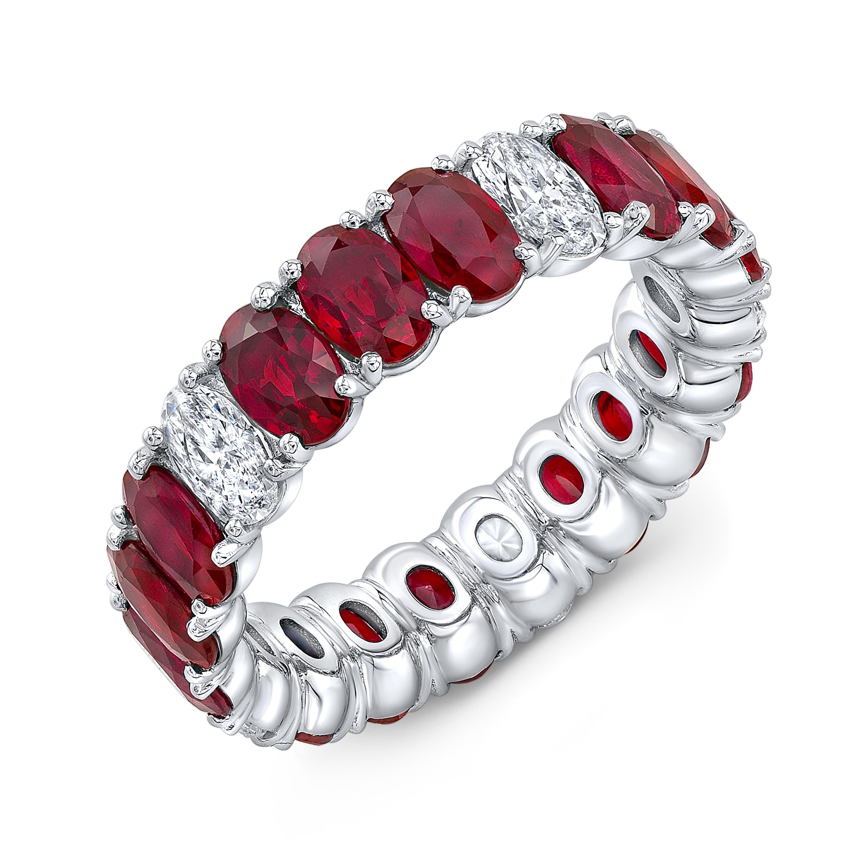 18k White Gold Diamond and Ruby Eternity Band