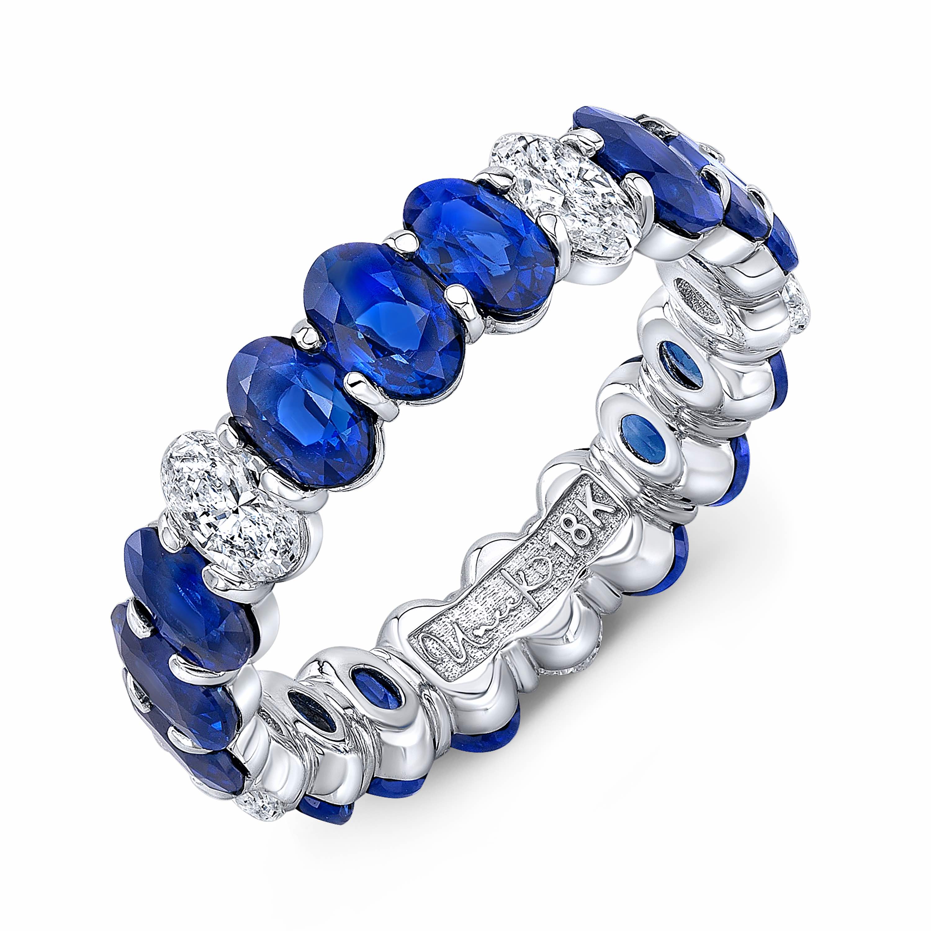 18k White Gold Diamond and Sapphire Eternity Band