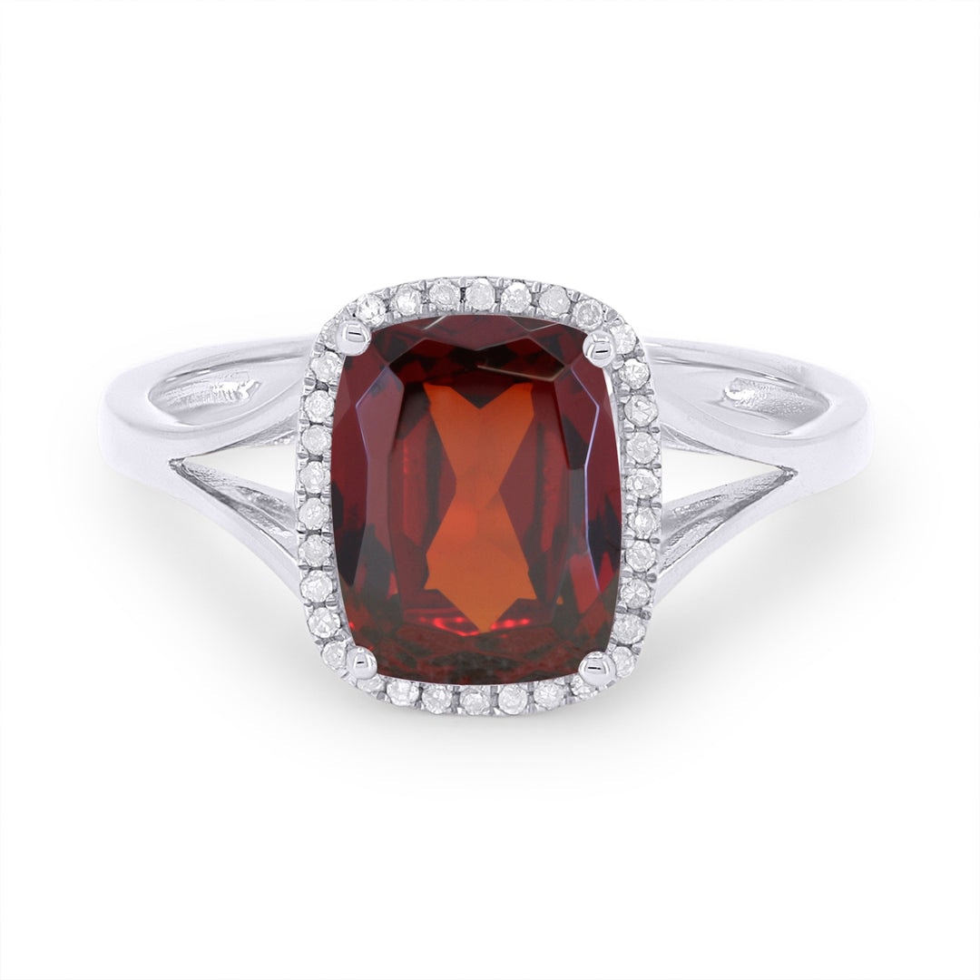 14K White Gold Garnet and Diamond Pavé Ring