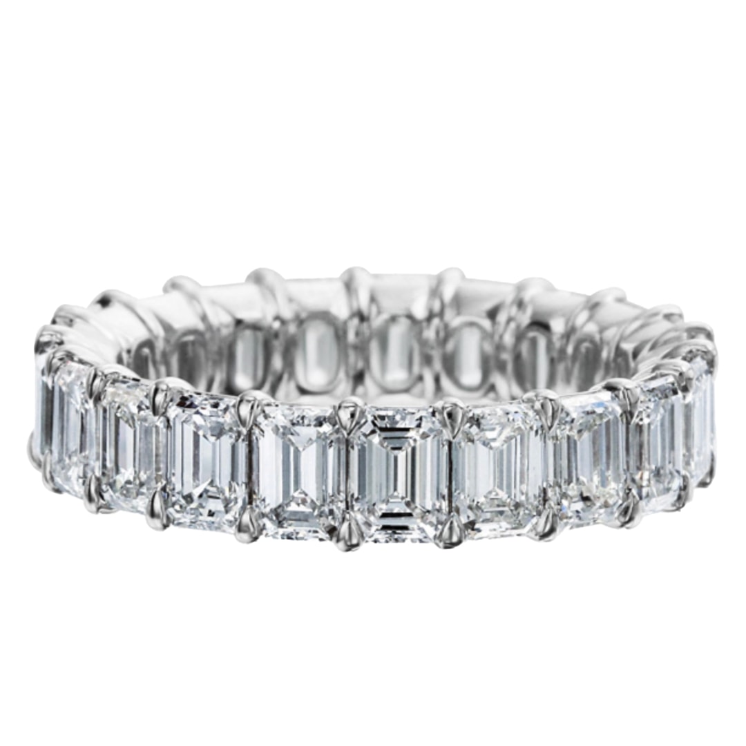 Platinum Emerald Cut Diamond Eternity Band