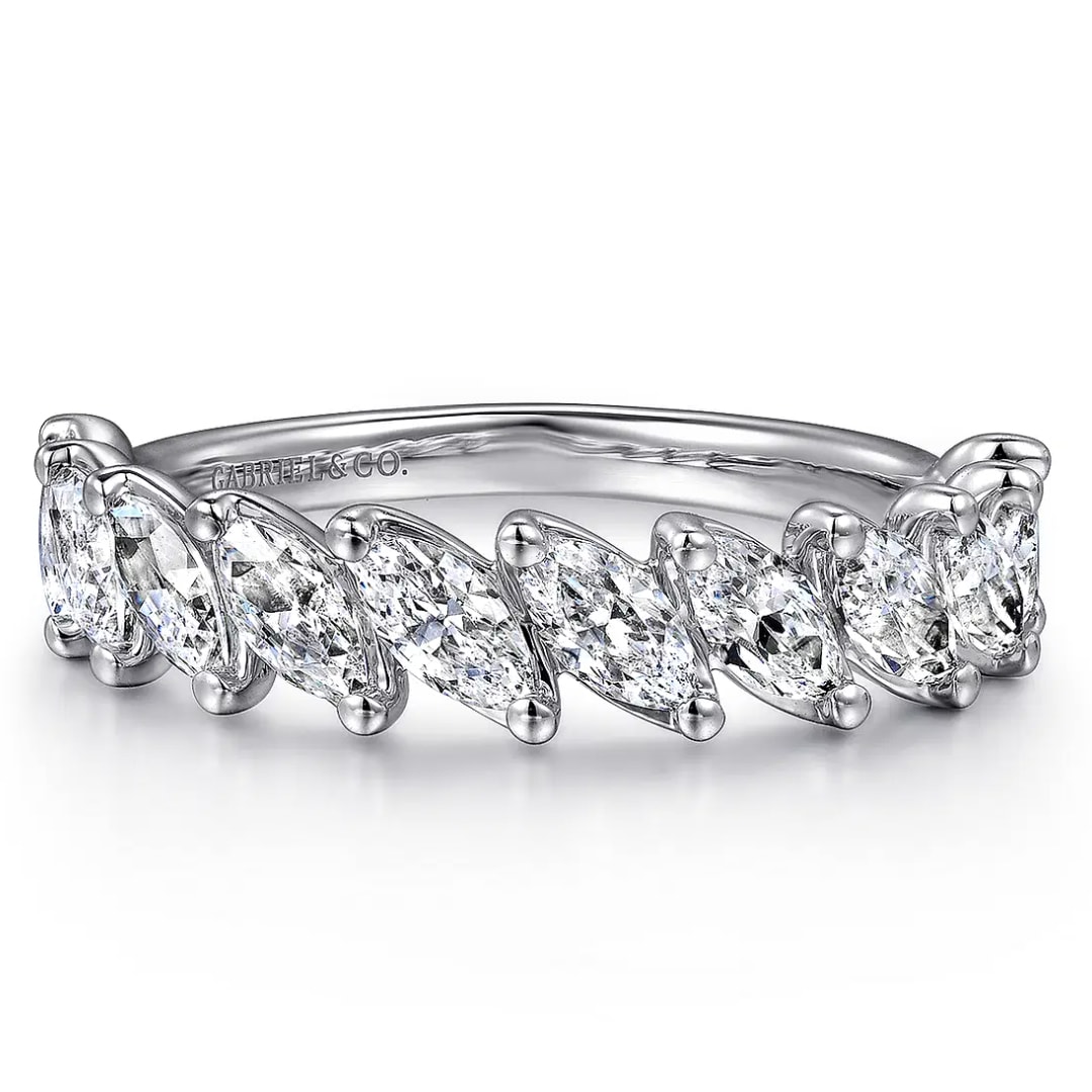 14K White Gold Marquise Diamond Anniversary Band
