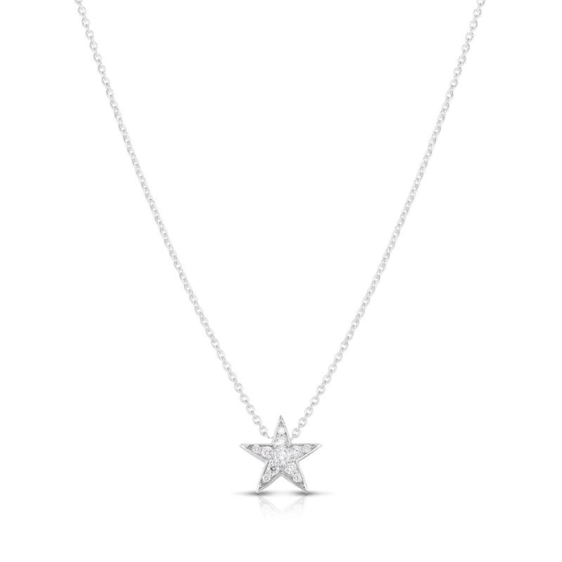 18k White Gold Diamond Star Necklace