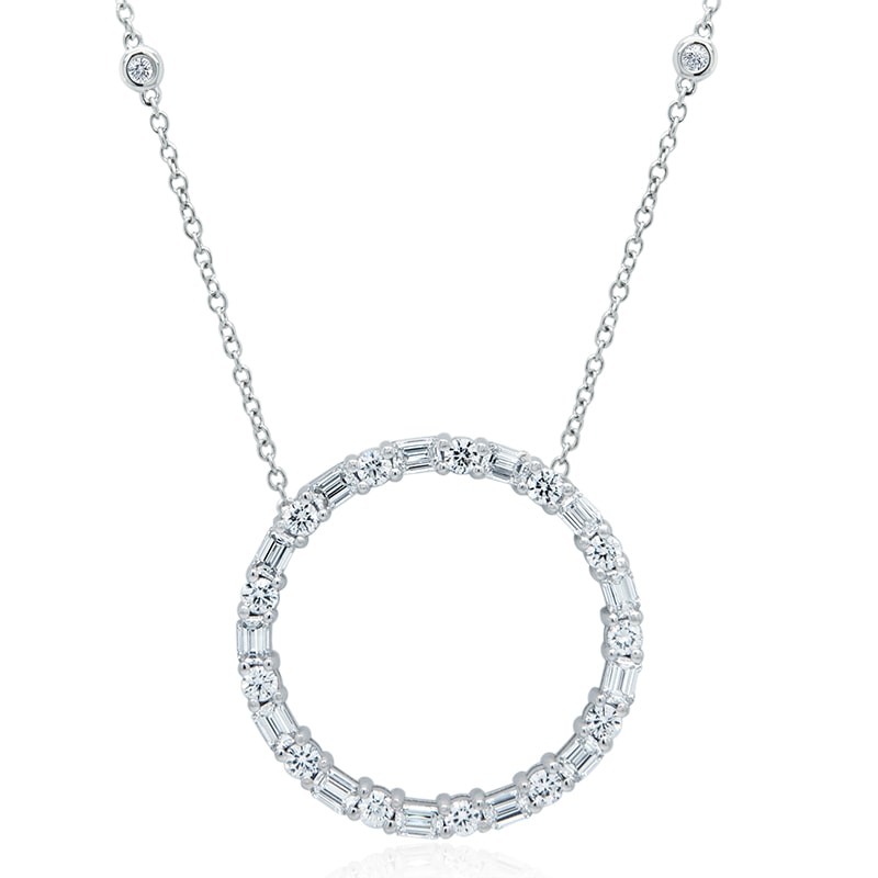 18k White Gold Open Circle Diamond Necklace