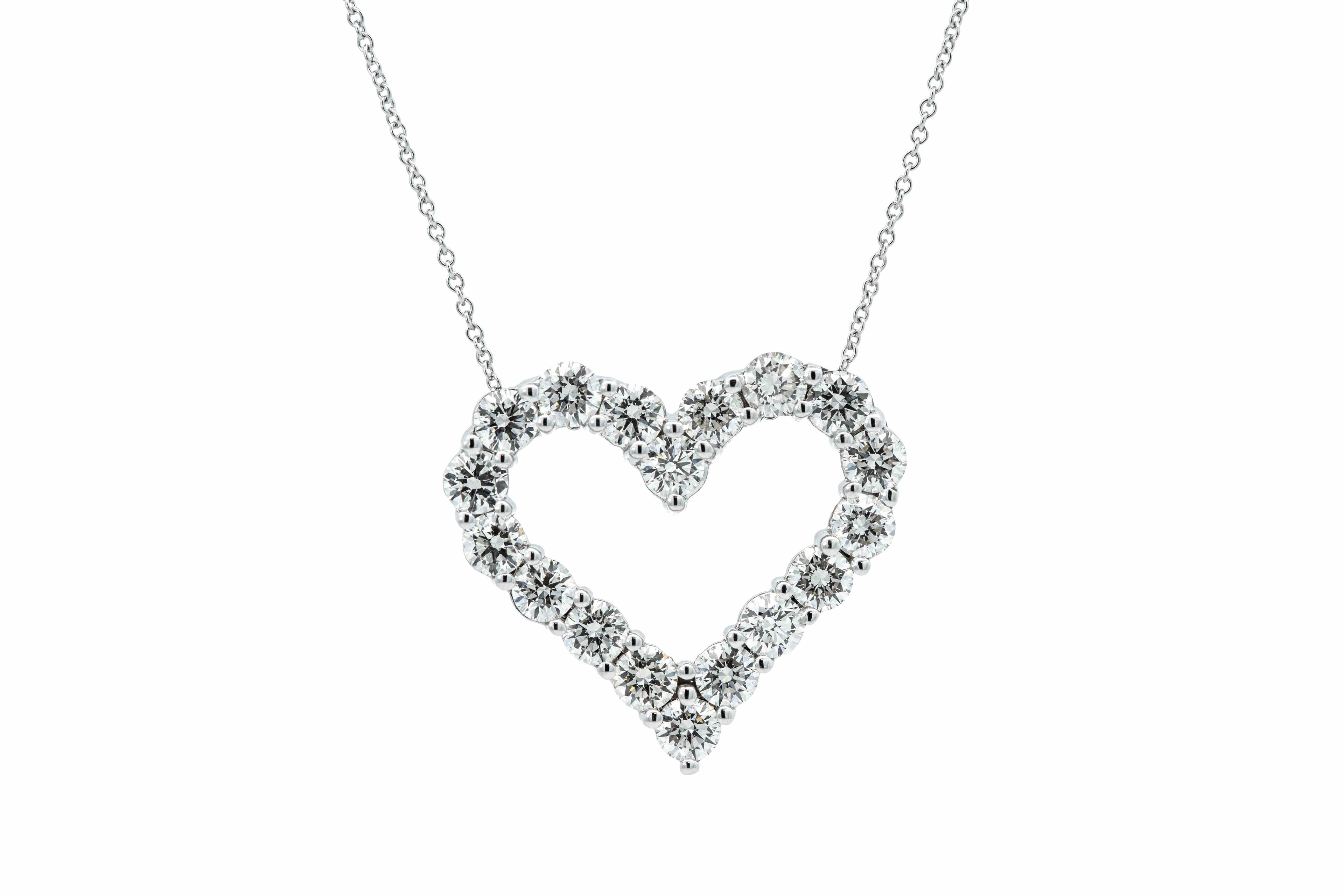 14K White Gold Diamond Heart Necklace