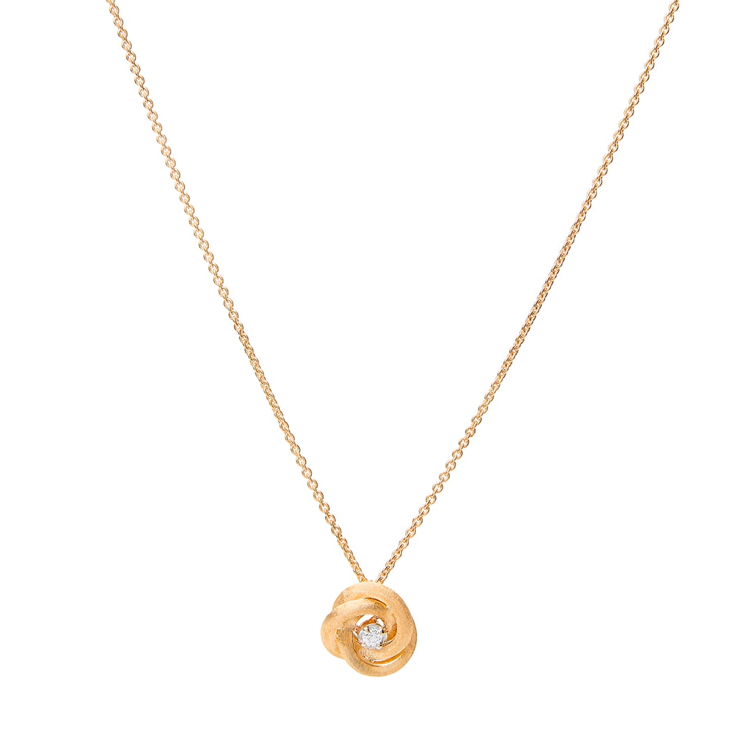 18K Yellow Gold Floral Pendant With Diamond Center