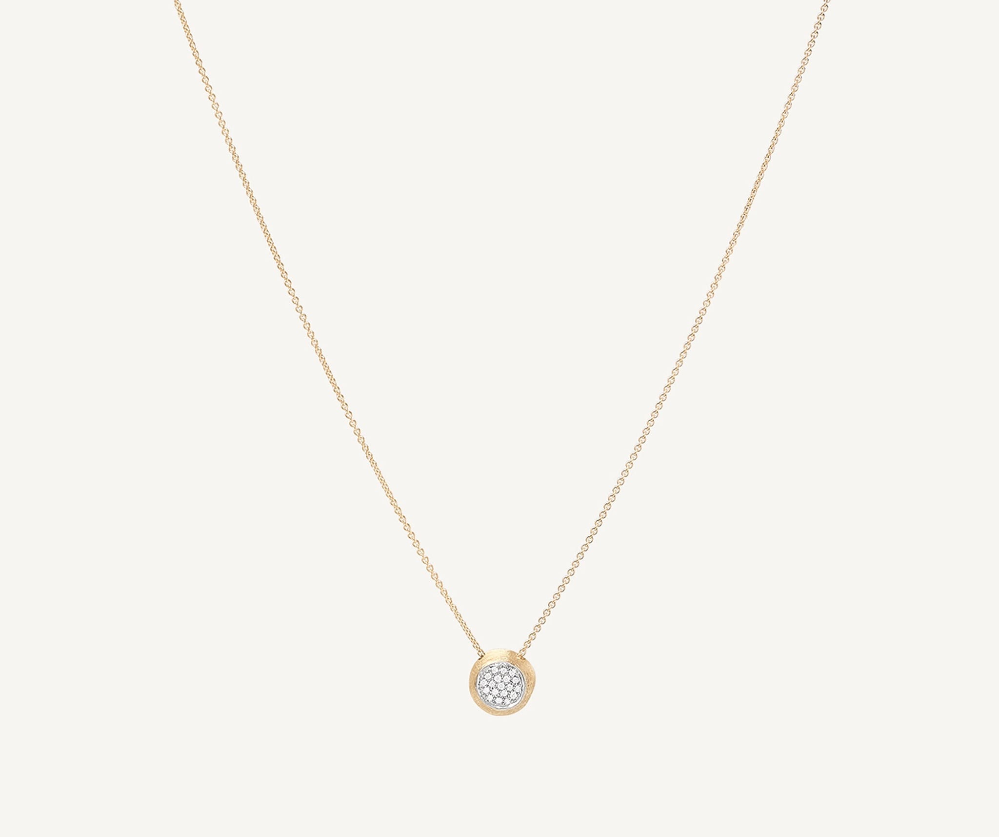 18k Two-Tone Gold Diamond Pavé Disk Pendant