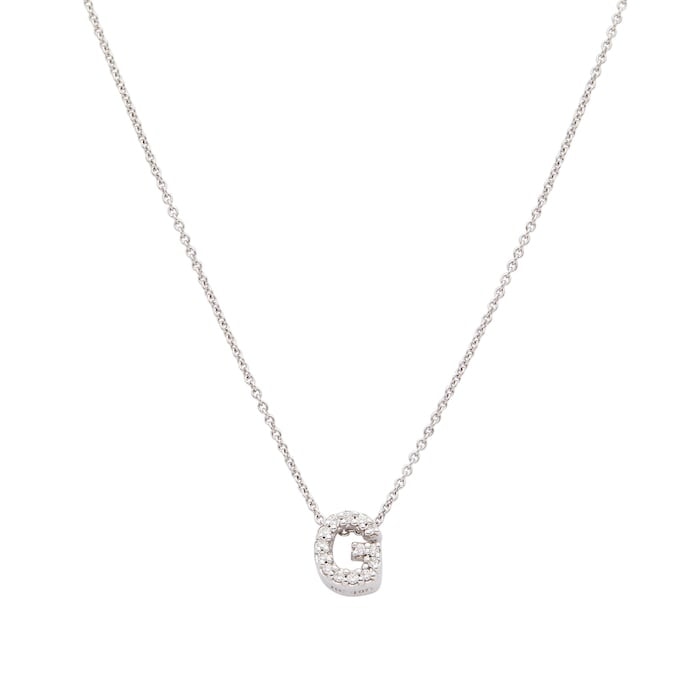 18K White Gold Tiny Treasures Diamond Love Letter "G" Necklace