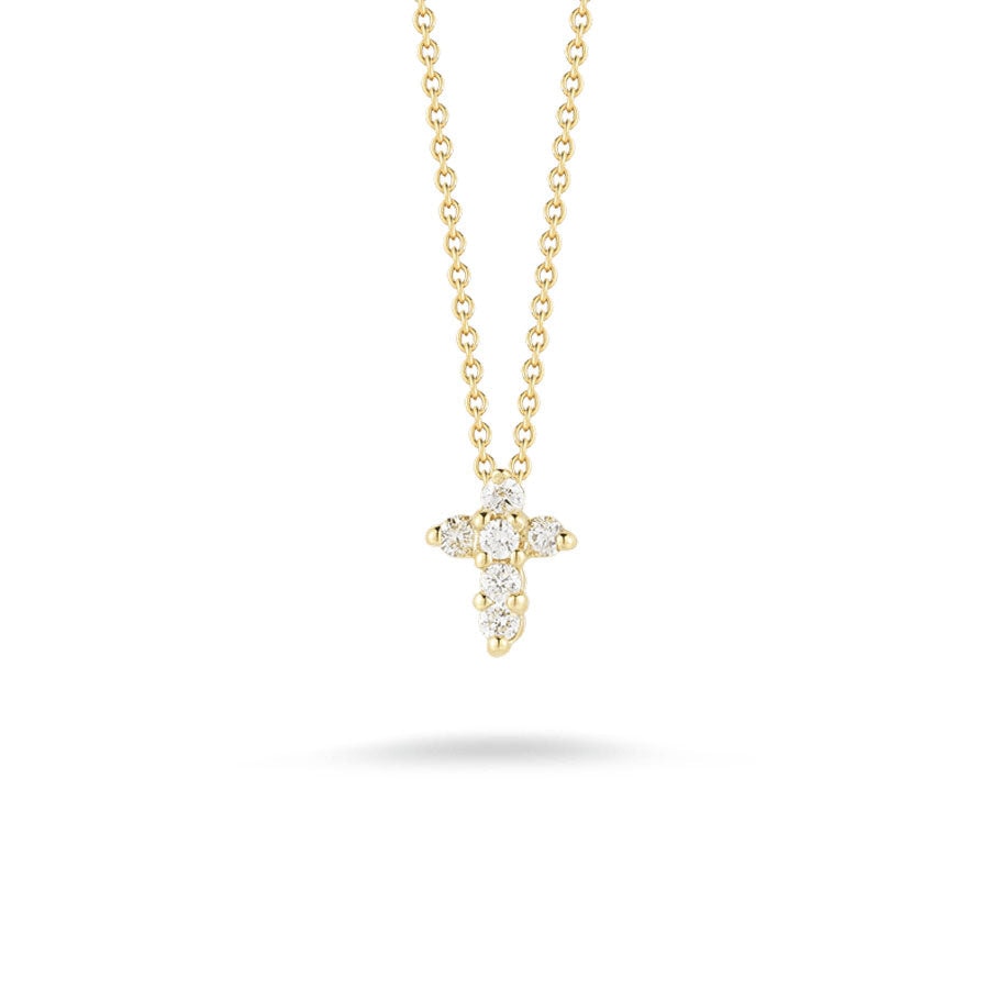 18K Yellow Gold Tiny Treasures Diamond Baby Cross Necklace