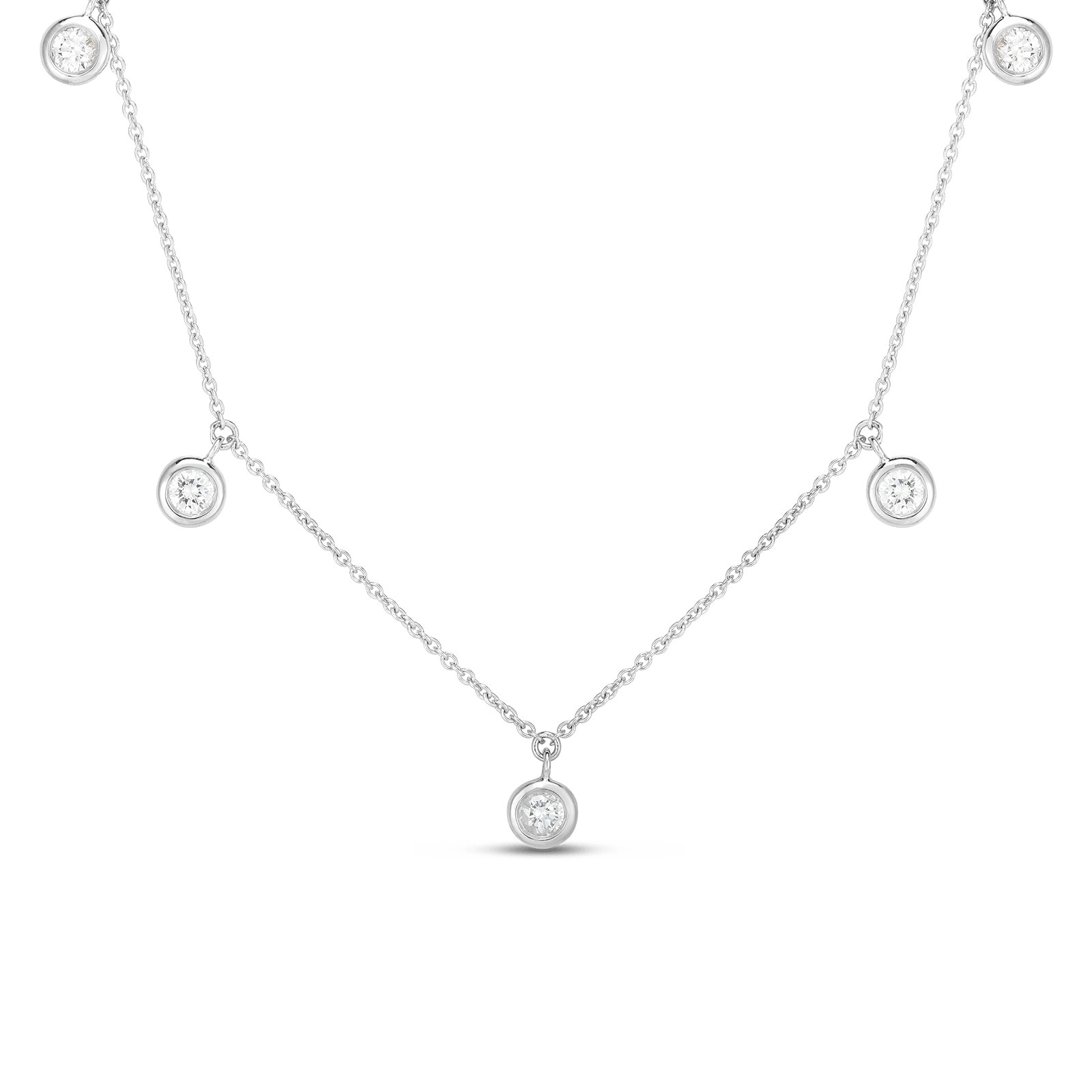 18K White Gold Diamonds by the Inch Dangling Five Station Necklace