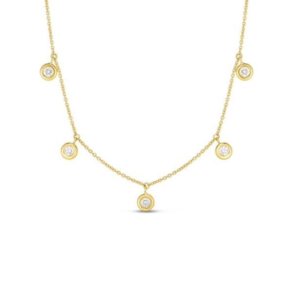 18k Yellow Gold Diamonds by the Inch Dangling Five Station Necklace