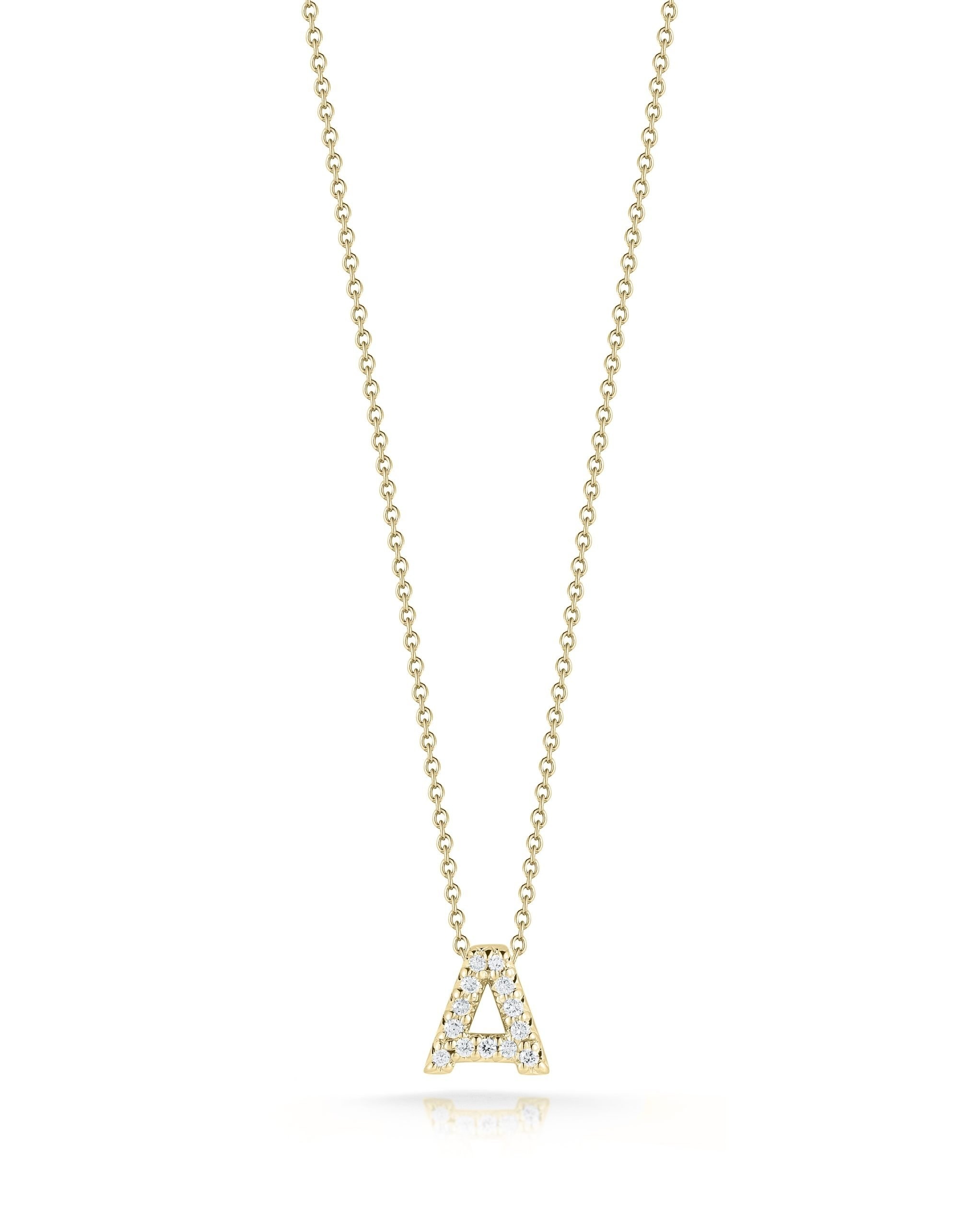 18K Yellow Gold Tiny Treasures Diamond Love Letter "A" Necklace