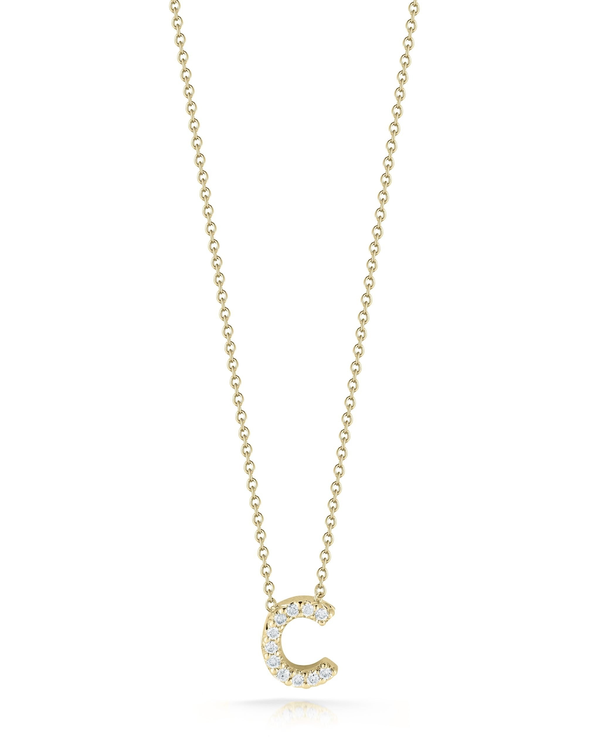18K Yellow Gold Tiny Treasures Diamond Love Letter "C" Necklace