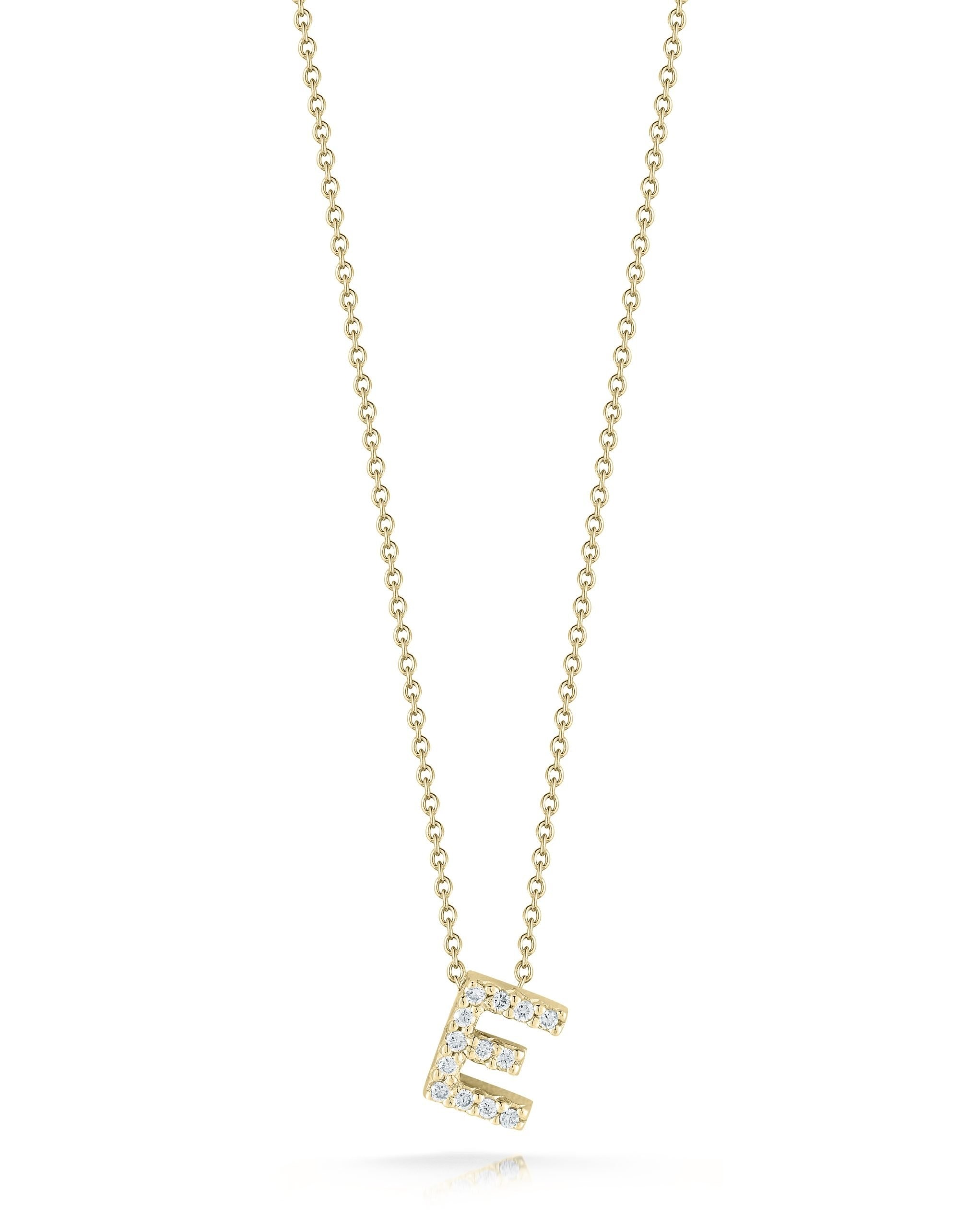 18K Yellow Gold Tiny Treasures Diamond Love Letter "E" Necklace