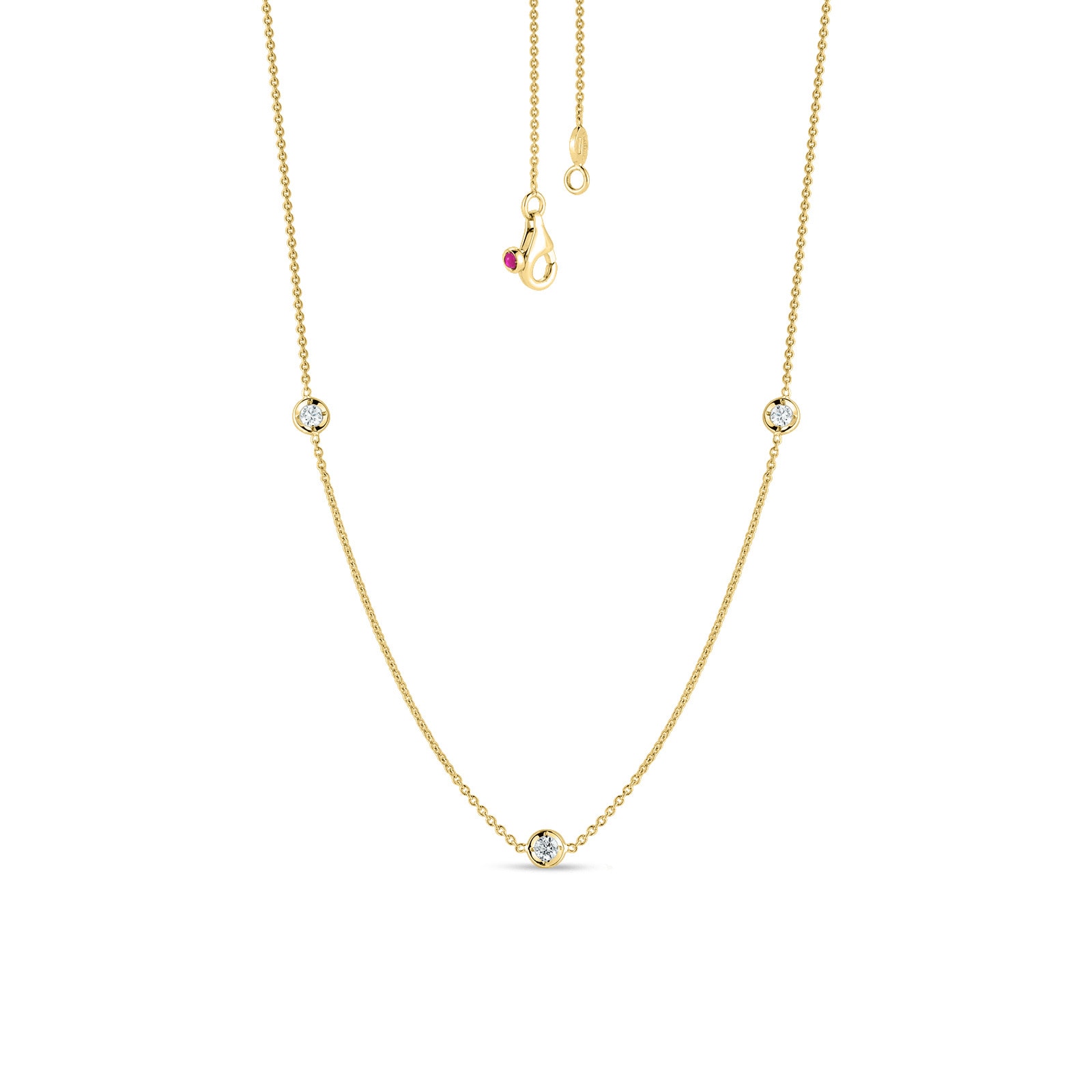 18K Yellow Gold Diamonds by the Inch 3 Station Necklace