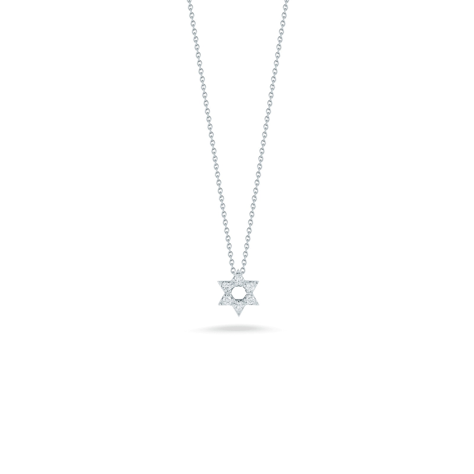 18K White Gold Tiny Treasures Diamond Star of David Necklace