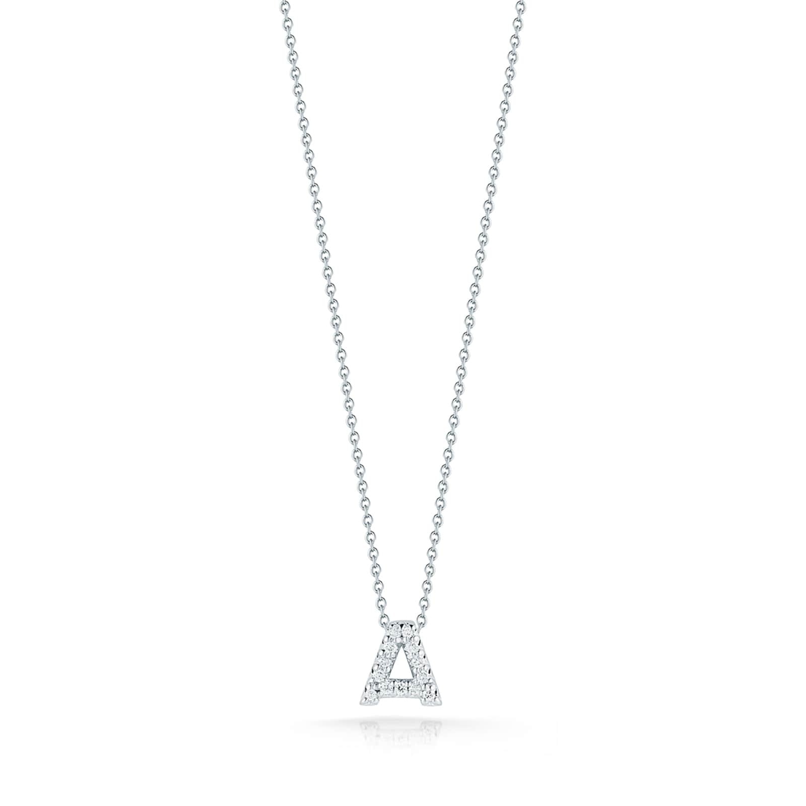 18K White Gold Tiny Treasures Diamond Love Letter "A" Necklace