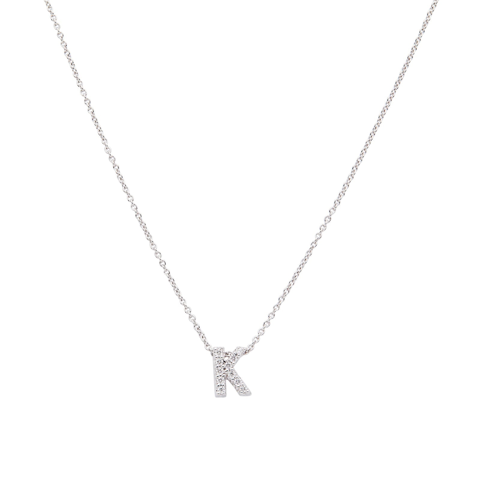 18K White Gold Tiny Treasures Diamond Love Letter "K" Necklace