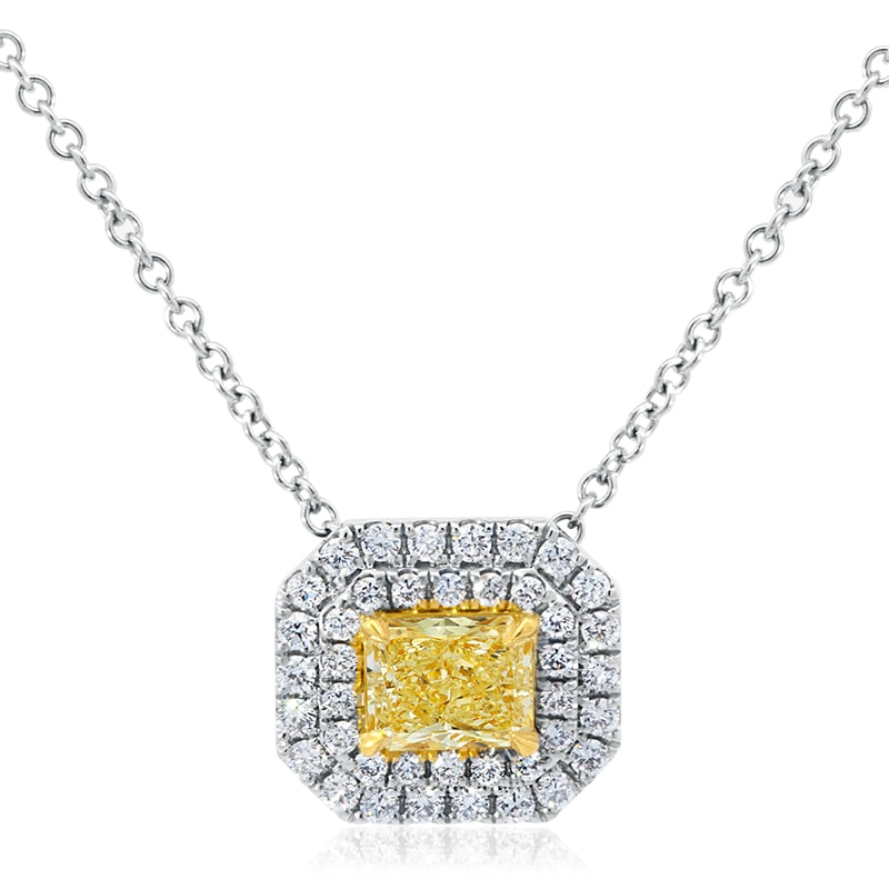 18k White Gold Yellow Diamond Necklace