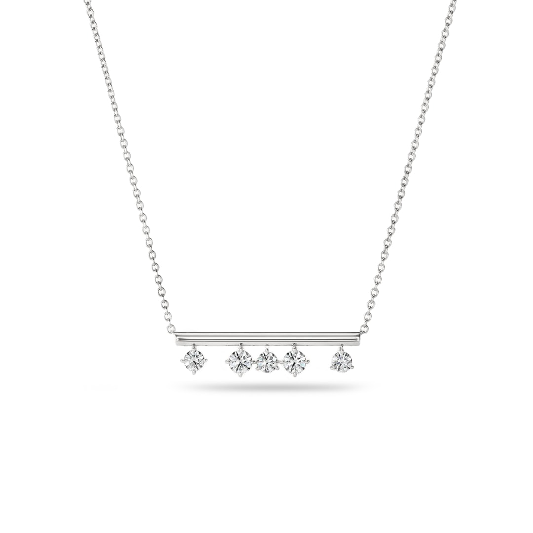 18k White Gold Barre Floating Diamond Pendant Necklace
