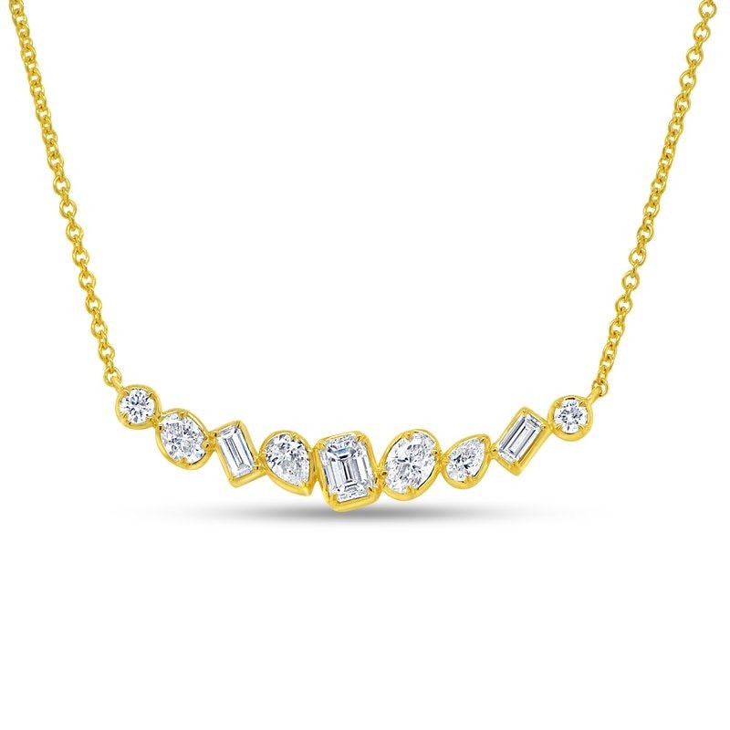 18k Yellow Gold Multi-Shape Diamond Necklace