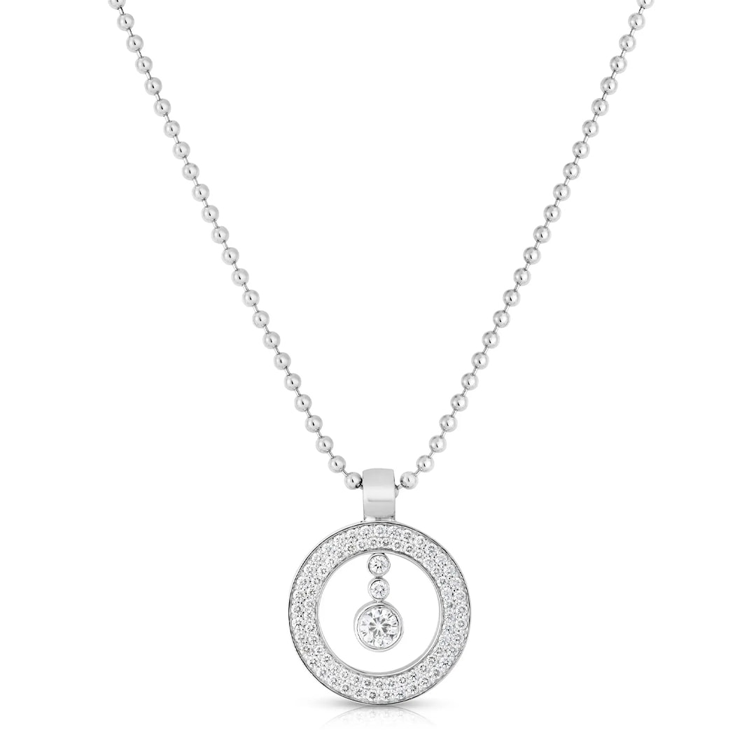 18k White Gold Cento Pave Baby O Diamond Necklace