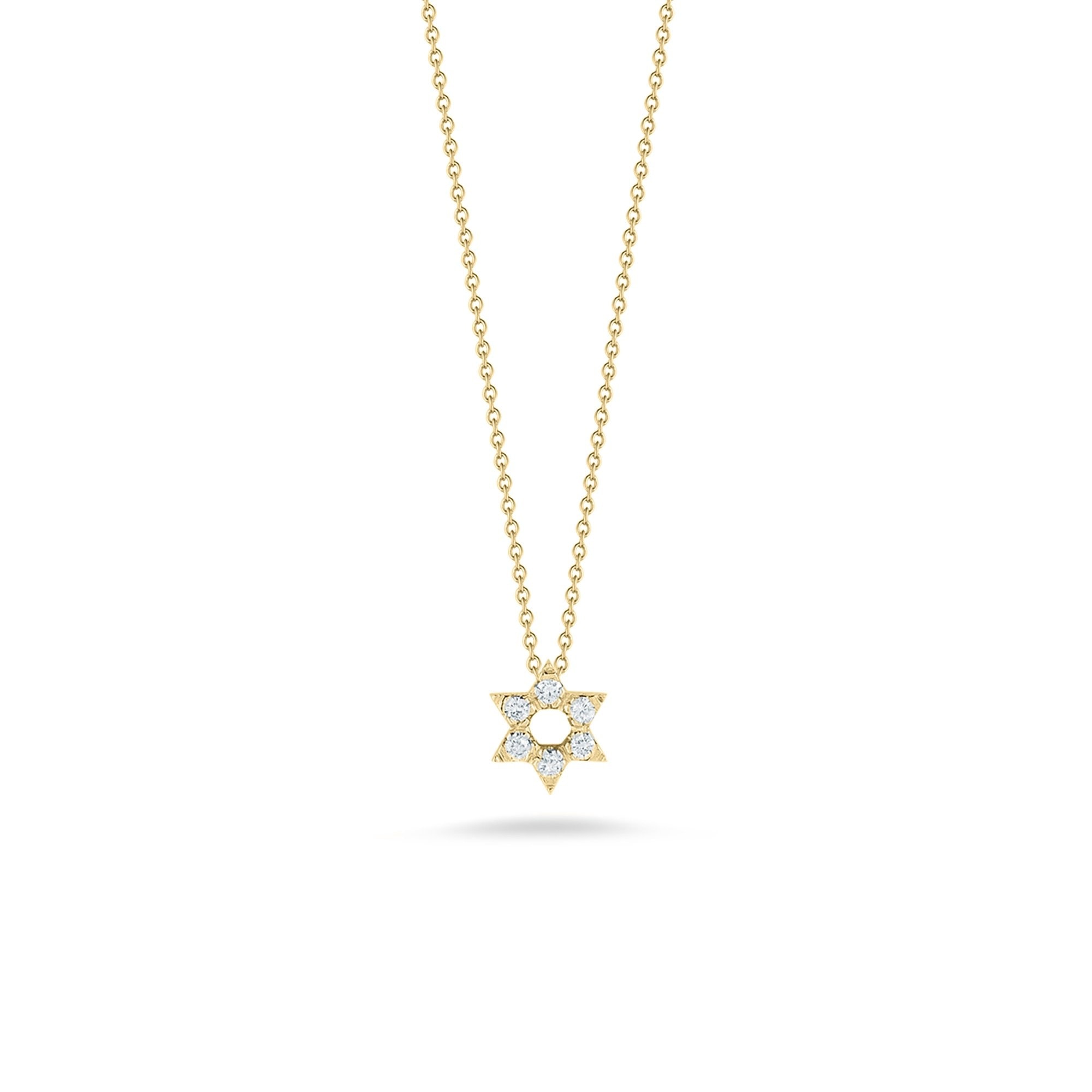 18K Yellow Gold Tiny Treasures Diamond Star of David Necklace