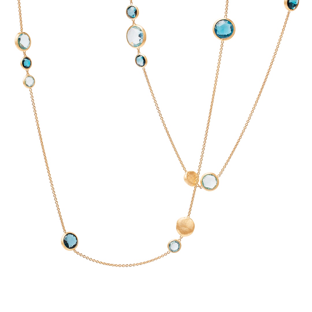 18K Yellow Gold Long Mixed Topaz Necklace