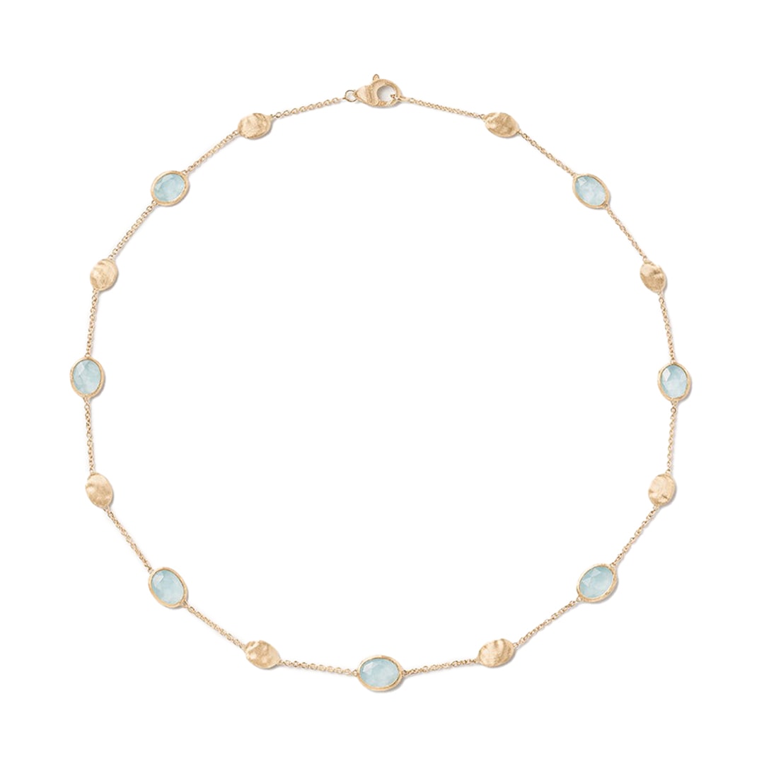 18k Yellow Gold Aquamarine & Gold Necklace