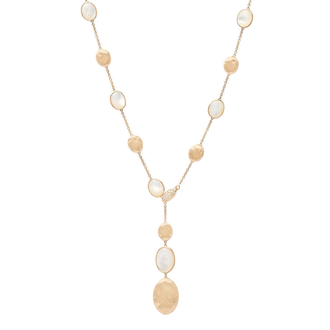 18k Yellow Gold Mother of Pearl & Gold Lariat 