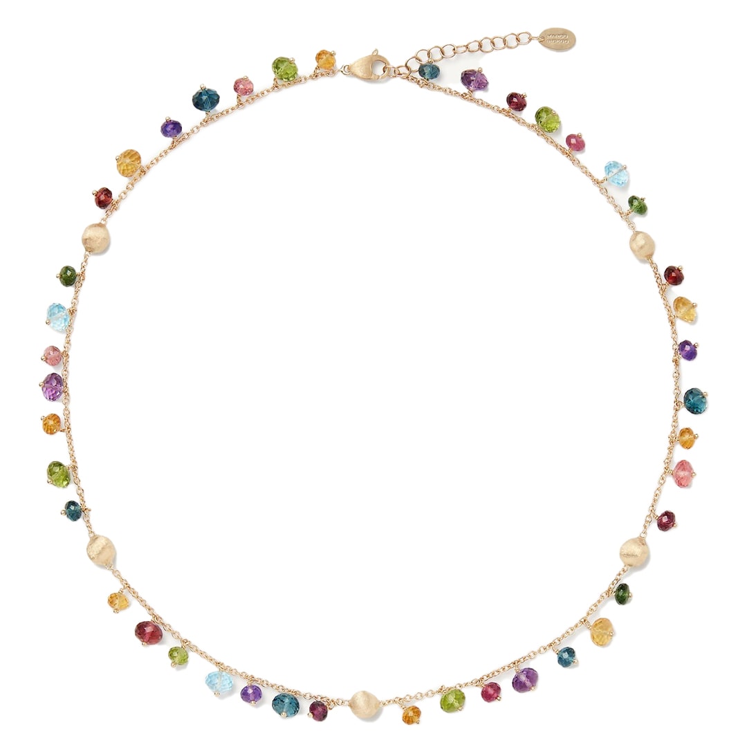 18k Yellow Gold Single-Strand Mixed Gemstone Necklace