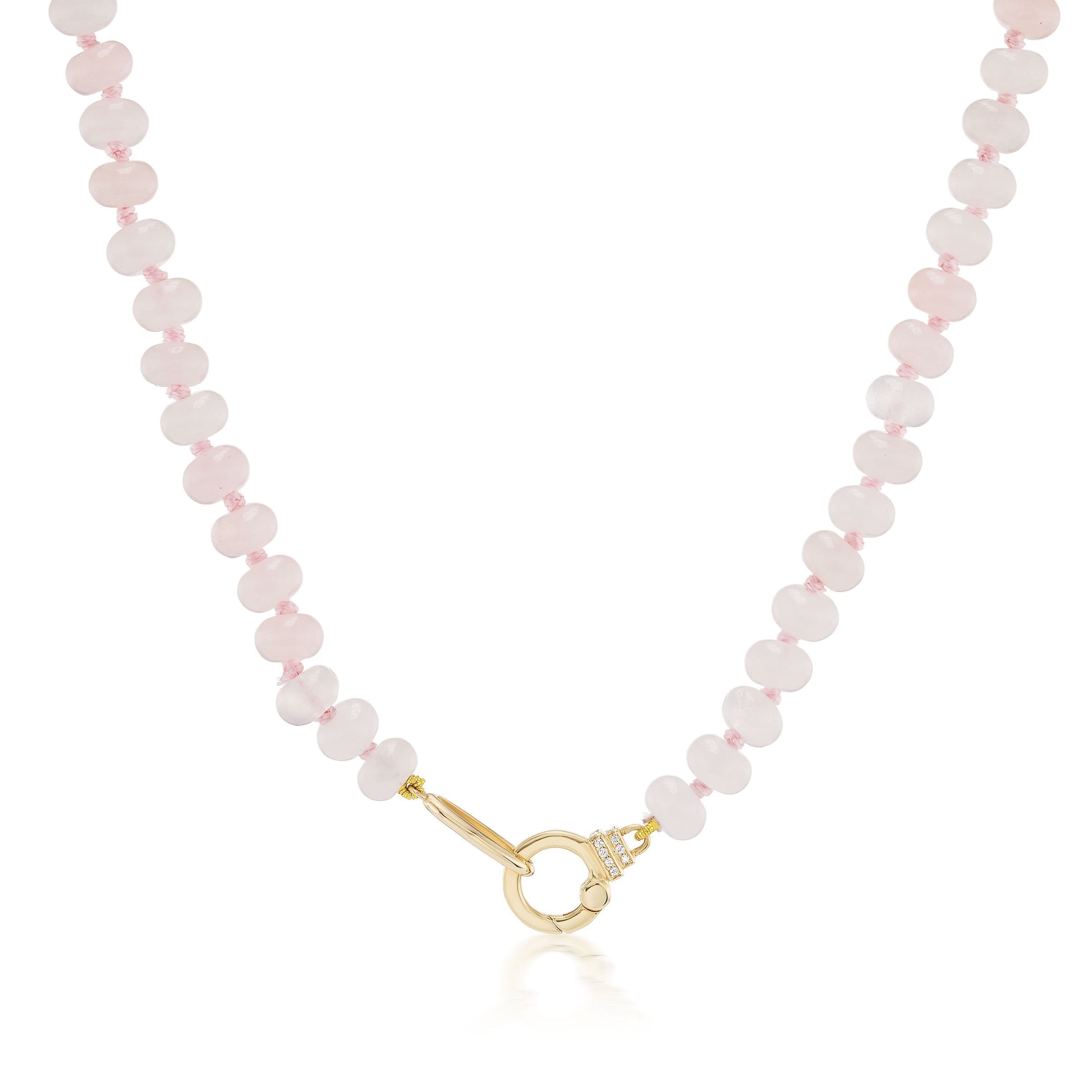 18k Yellow Gold Rose Quartz Beaded Necklace