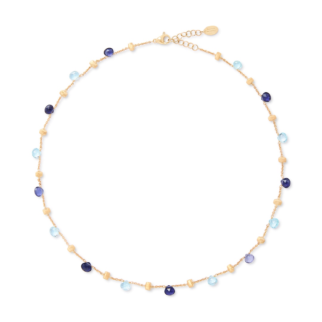 18K Yellow Gold Single-Strand Topaz & Iolite Necklace