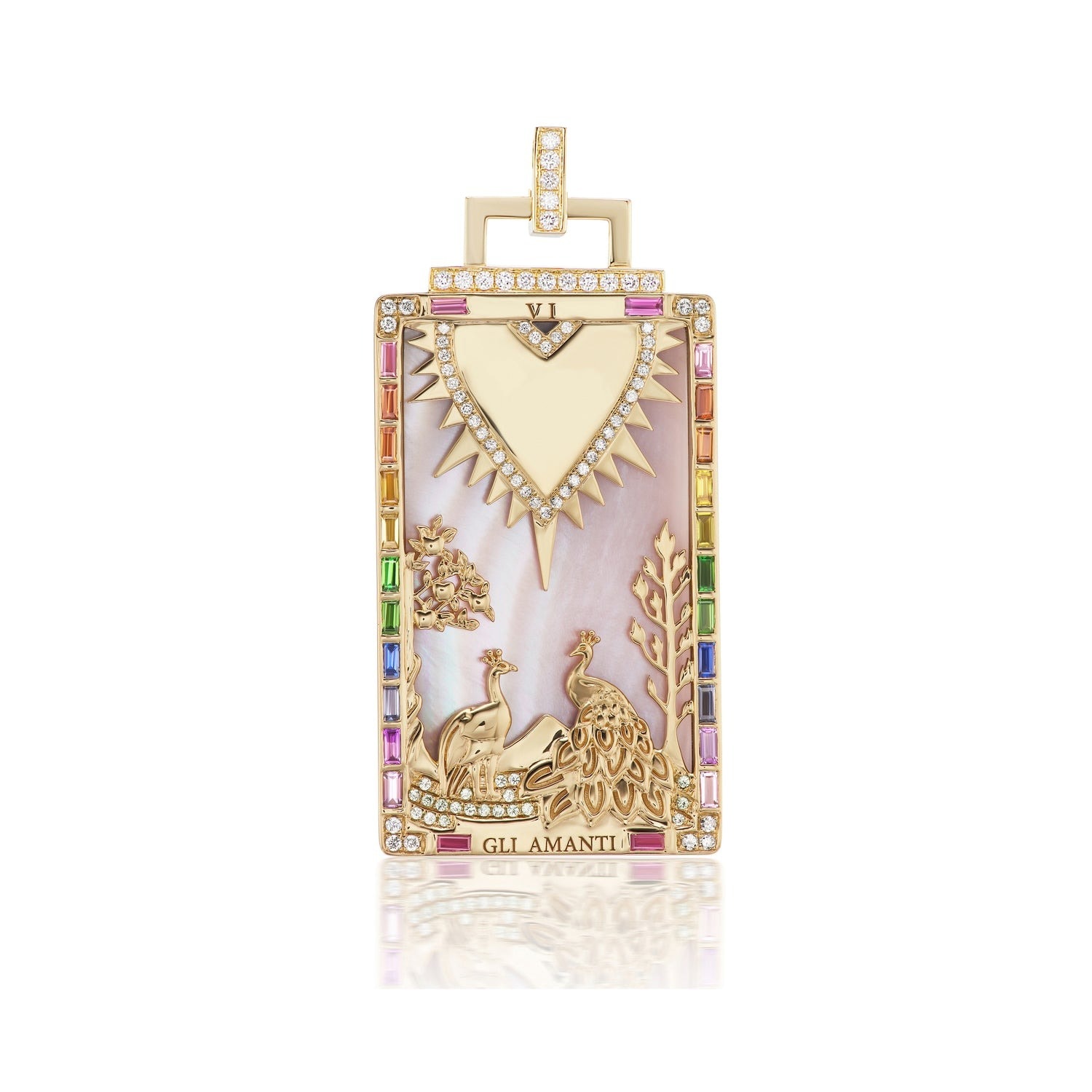 18k Yellow Gold Gli Amanti Tarot Card