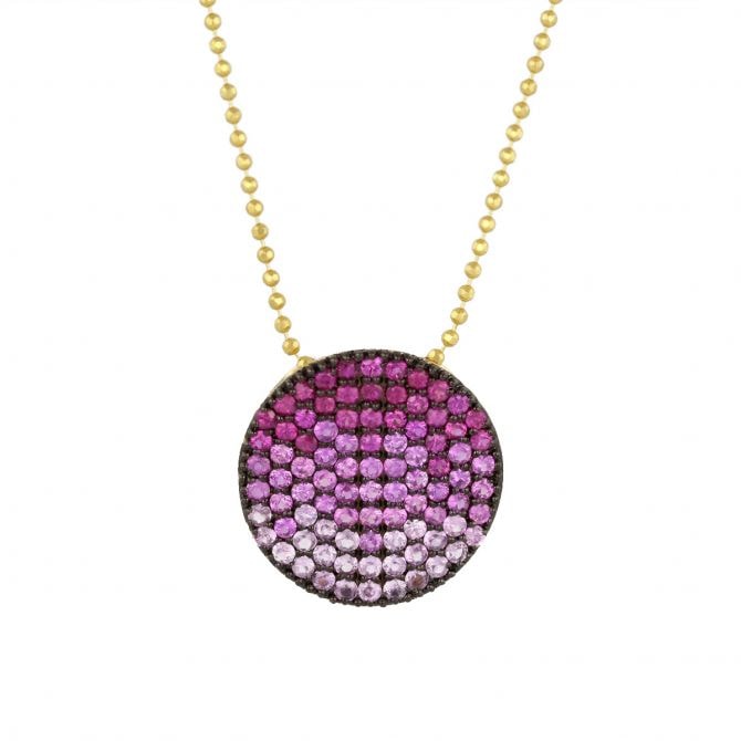 14k Yellow Gold Small Infinity Ombre Pink Necklace