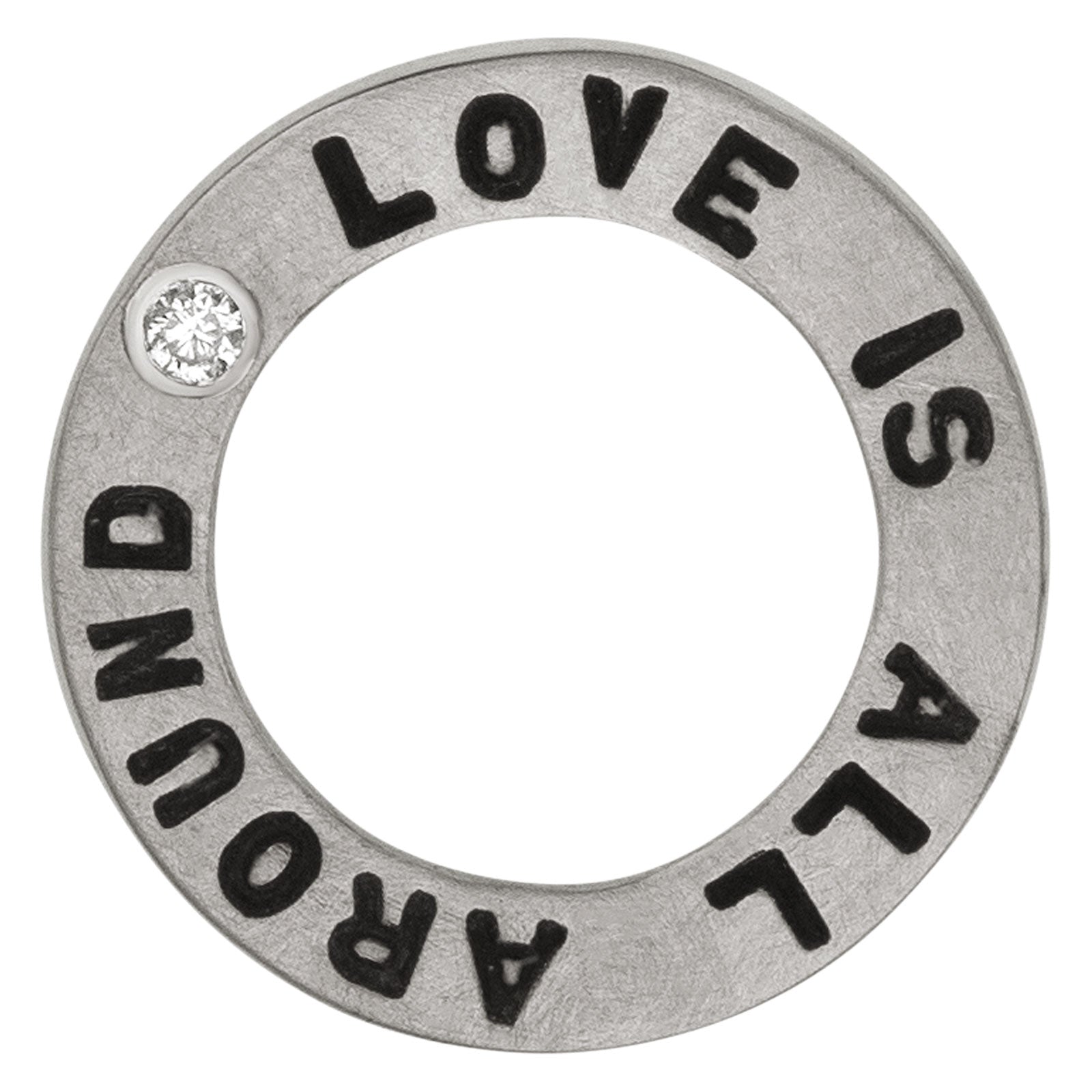 Silver Mini Open Circle Love Is All Around Diamond Charm