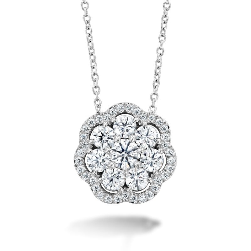 18k White Gold Aurora Cluster Necklace