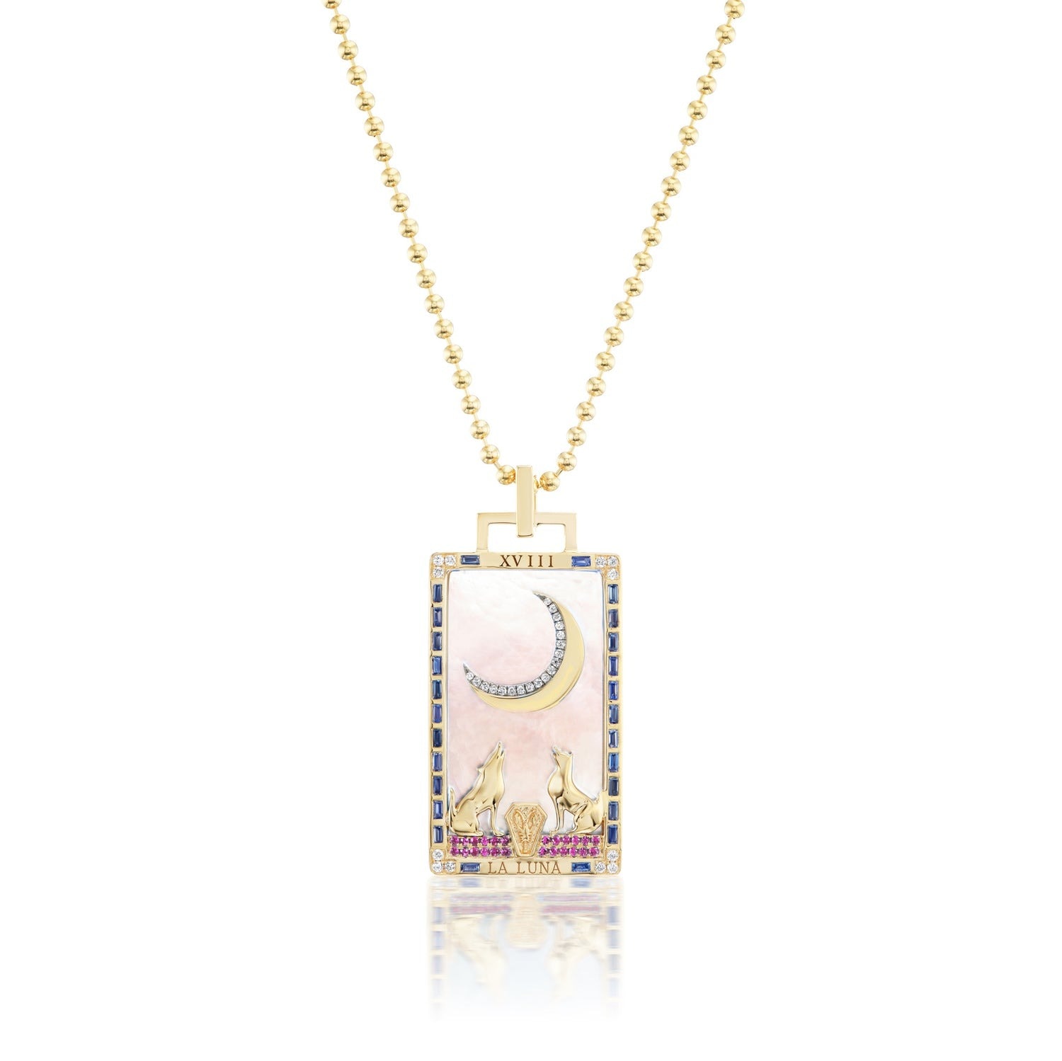18k Yellow Gold La Luna Piccola Tarot Card Pendant