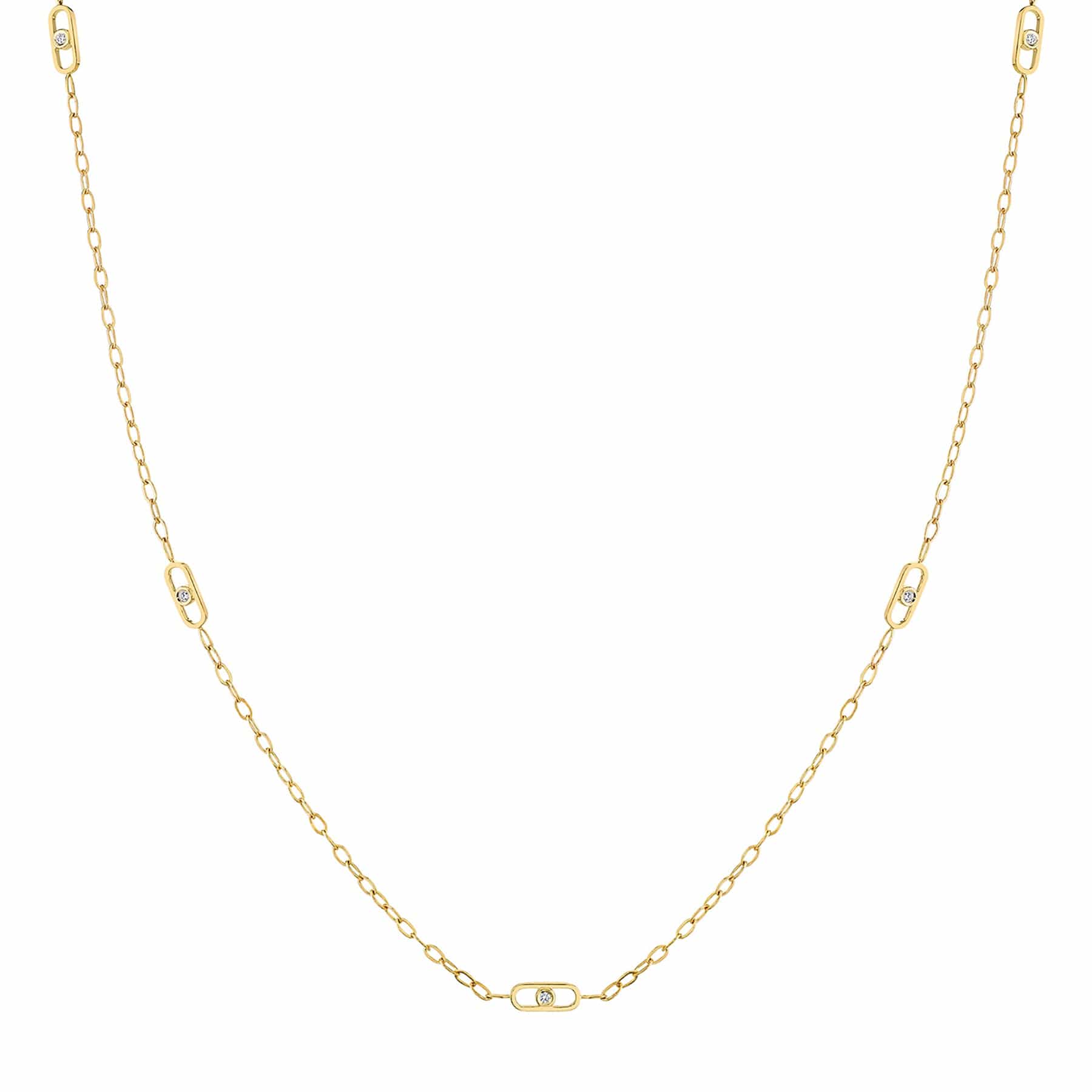 14k Yellow Gold Streamlined Diamond Necklace