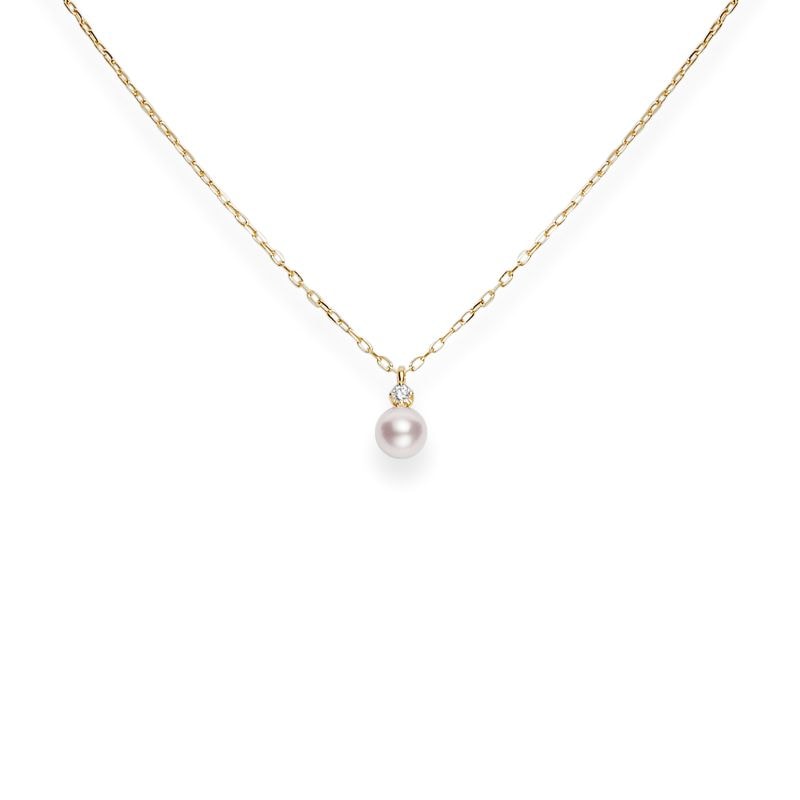 18k Yellow Gold Akoya Pearl Diamond Necklace