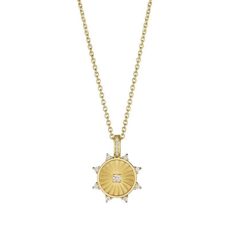 18k Yellow Gold Diamond Medallion Necklace