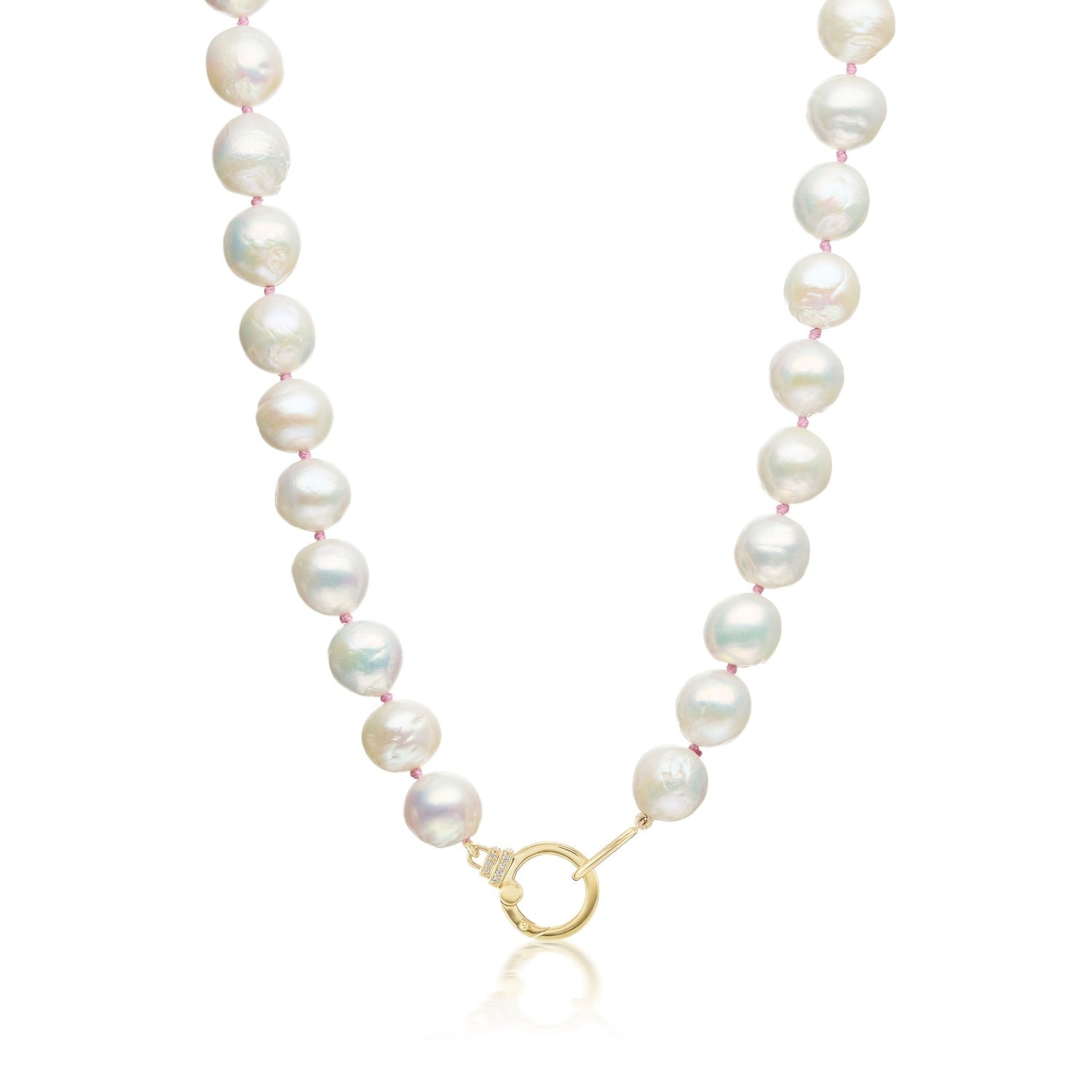 18k Yellow Gold Pearl Beaded Necklace